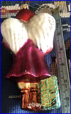 3 CHRISTOPHER RADKO Angel Glass Christmas Ornaments Presents & Trees 6 1/2 Rare