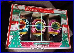 3 CHRISTOPHER RADKO Large FANTASIA Ornaments with Box Blossom Brites Christmas