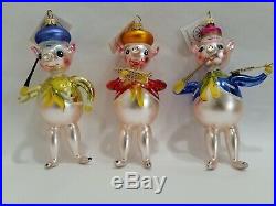 3 Christopher Radko Italian Blown Glass Ornaments THREE LITTLE JIGS / Pigs 1996
