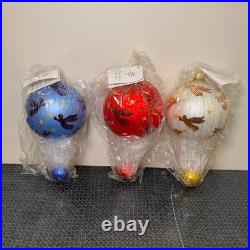 3 Radko Angelic Assent Hot Air Balloon Red Blue White 8 Ornament 99-012-0 RARE