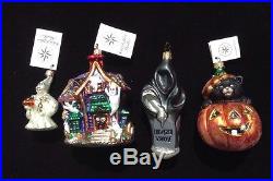 4 Christopher Radko Halloween Ornaments Howl Manor Scrooge Puss-N-Boo