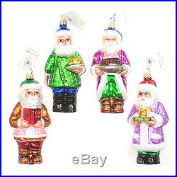 4 Christopher Radko New Christmas Tree Ornament Set Rare 1998 Cookbook Santas