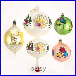 4 Christopher Radko Rare Christmas Ornaments Hand Painted Double Reflector