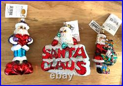 7 Christopher Radko & Adler Santa Car Noel Bell Hearts Polonaise Glass Ornaments