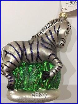 7-Christopher Radko Ornaments Tiger Elephant Monkeys Zebra Turtle Rhino Bear
