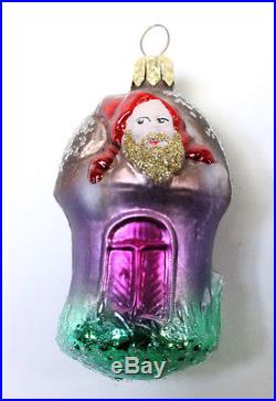 8 Christopher Radko Christmas Ornaments Glass Glittered Santa Snowman Vintage