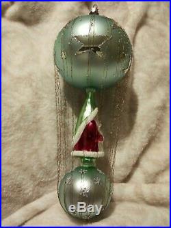 93-405-0 Christopher Radko ICE STAR SANTA Wired Double Ball Christmas Ornament