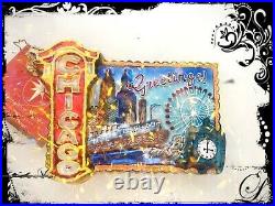 Authentic Christopher Radko CHICAGO Greetings Postcard Blown Glass Ornament NEW