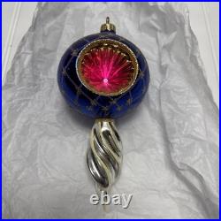 Beautiful Blue Vintage Christopher Radko Ball Ornament 9 Inches Tall