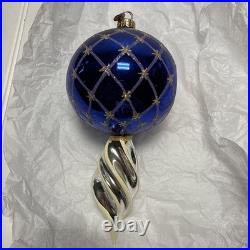 Beautiful Blue Vintage Christopher Radko Ball Ornament 9 Inches Tall