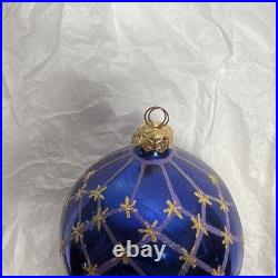 Beautiful Blue Vintage Christopher Radko Ball Ornament 9 Inches Tall