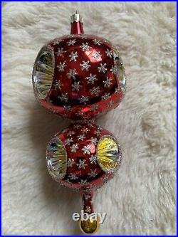 Beautiful Christopher Radko Glass Reflector Ball Christmas Ornament