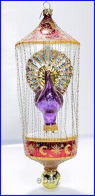 CHRISTOPHER RADKO 15th Anniversary Gilded Cage Peacock Wired Christmas Ornament