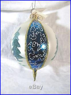 CHRISTOPHER RADKO 1995 BLOWN GLASS TEARDROP ORNAMENT- BLUE LUCY WithTAGS -RARE