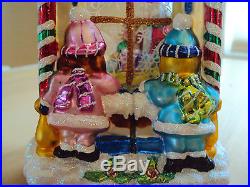 CHRISTOPHER RADKO 3D TWO SIDED SANTA CHILDREN AT WINDOW RARE GLASS ORNAMENT
