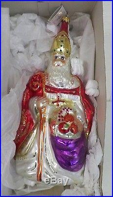 Christopher Radko Christmas Ornament Pope Santa W Fruit Bag 11 In Box