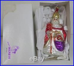 Christopher Radko Christmas Ornament Pope Santa W Fruit Bag 11 In Box