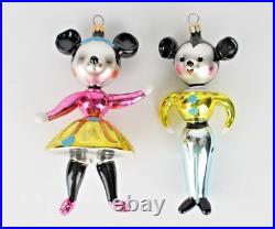 CHRISTOPHER RADKO Kissing Cousins Mickey and Minnie Mouse Ornaments Italy