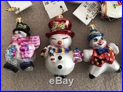 CHRISTOPHER RADKO LITTLE GEMS LOT OF 7 SNOWMAN Themed Ornaments With Tags