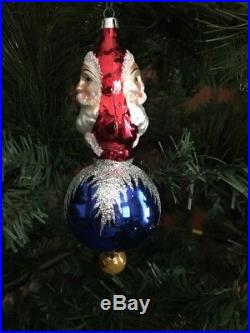 CHRISTOPHER RADKO Ornament Two Sided Santa Reflector 92-102-0 Vintage 1992