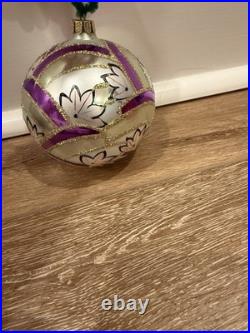 CHRISTOPHER Radko Silver, And Purple Swirl 5 Ball Christmas Ornament Vintage