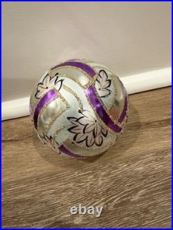 CHRISTOPHER Radko Silver, And Purple Swirl 5 Ball Christmas Ornament Vintage