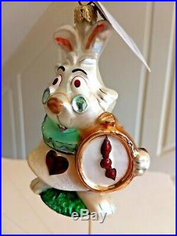 C. Radko THE WHITE RABBIT from ALICE IN WONDERLAND Ornament Clock Heart RARE