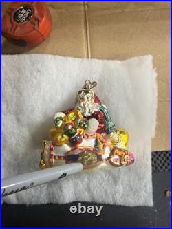 Chris radko Multicolor Glass Glitter Christmas Ornaments Lot with Santa /