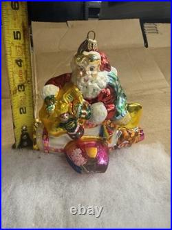 Chris radko Multicolor Glass Glitter Christmas Ornaments Lot with Santa /
