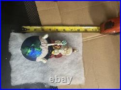 Chris radko Multicolor Glass Glitter Christmas Ornaments Lot with Santa /