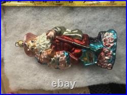 Chris radko Multicolor Glass Glitter Christmas Ornaments Lot with Santa /