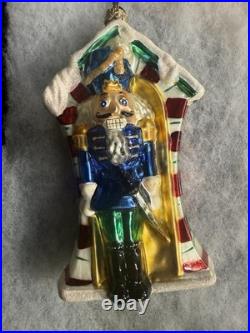 Chris radko Multicolor Glass Glitter Christmas Ornaments Lot with Santa /