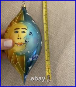 Christoper Radko Sun Moon Stars Tear Drop Christmas Ornament 8.5 Day Night