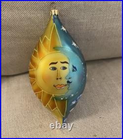 Christoper Radko Sun Moon Stars Tear Drop Christmas Ornament 8.5 Day Night