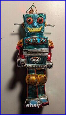 Christopher RADKO Blue ROBOT Christmas Ornament 6