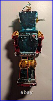 Christopher RADKO Blue ROBOT Christmas Ornament 6