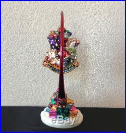 Christopher RADKO Giftful Bounty Carousel Pedestal Stand + Ornament 2 Piece EUC