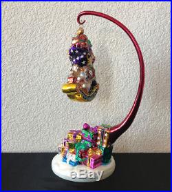 Christopher RADKO Giftful Bounty Carousel Pedestal Stand + Ornament 2 Piece EUC