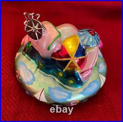 Christopher RADKO Pink Paradise Flamingo Glass Holiday Ornament withBox & Tag 4