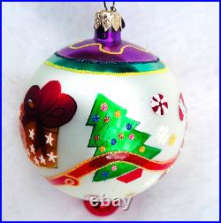 Christopher RADKO RIBBON & GIFTS Vintage Candy Cane Ball Drop Ornament 004390
