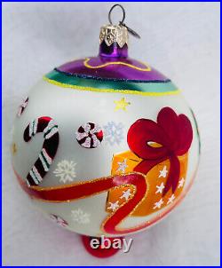 Christopher RADKO RIBBON & GIFTS Vintage Candy Cane Ball Drop Ornament 004390