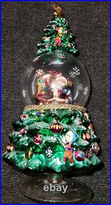 Christopher Radko 12 Blown Glass TREE SANTA Claus Snowglobe Ornament Rare READ