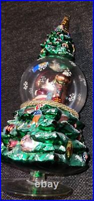 Christopher Radko 12 Blown Glass TREE SANTA Claus Snowglobe Ornament Rare READ