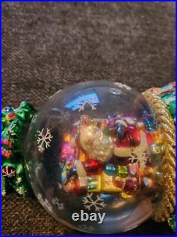 Christopher Radko 12 Blown Glass TREE SANTA Claus Snowglobe Ornament Rare READ