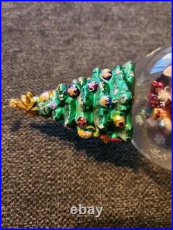 Christopher Radko 12 Blown Glass TREE SANTA Claus Snowglobe Ornament Rare READ