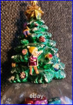 Christopher Radko 12 Blown Glass TREE SANTA Claus Snowglobe Ornament Rare READ
