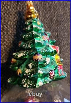 Christopher Radko 12 Blown Glass TREE SANTA Claus Snowglobe Ornament Rare READ