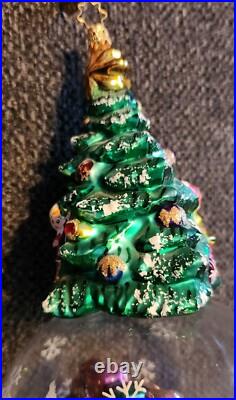 Christopher Radko 12 Blown Glass TREE SANTA Claus Snowglobe Ornament Rare READ