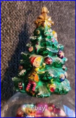 Christopher Radko 12 Blown Glass TREE SANTA Claus Snowglobe Ornament Rare READ