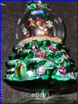 Christopher Radko 12 Blown Glass TREE SANTA Claus Snowglobe Ornament Rare READ